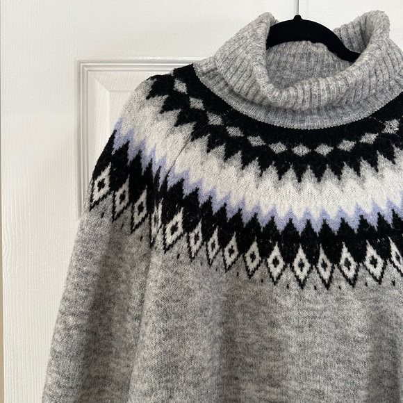 Marshalls Sweaters - Gray Patterned Turtleneck Sweater Aspen 2X